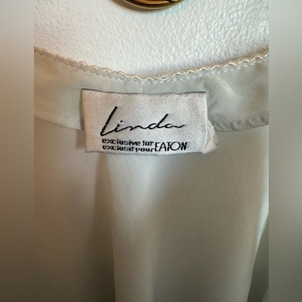 Linda Exclusively For Eaton Nightgown Slip Dress Powder Blue Short Chemise XS S - Picture 3 of 6